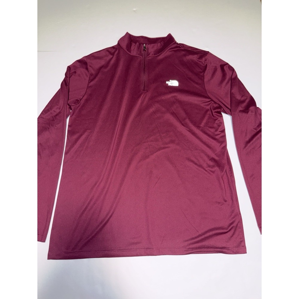 The North Face Men Pullover Large Quarter Zip Burgundy Long Sleeve Athletic Gym